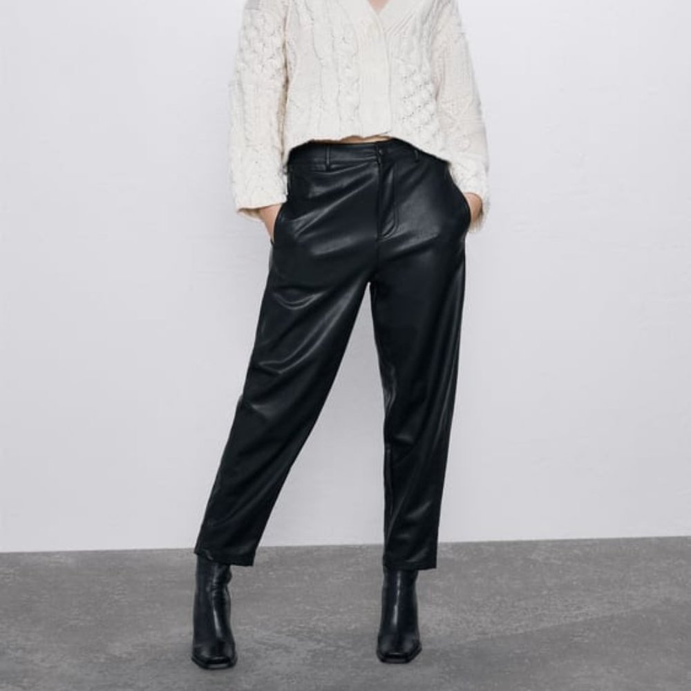 Zara Faux Leather Trousers Small NWT